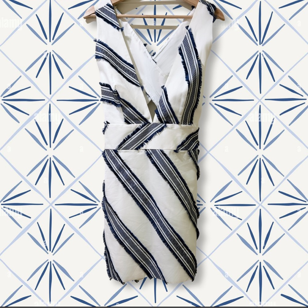 NWT Milly Navy and White Cross Back Striped Mini Dress, Size 6